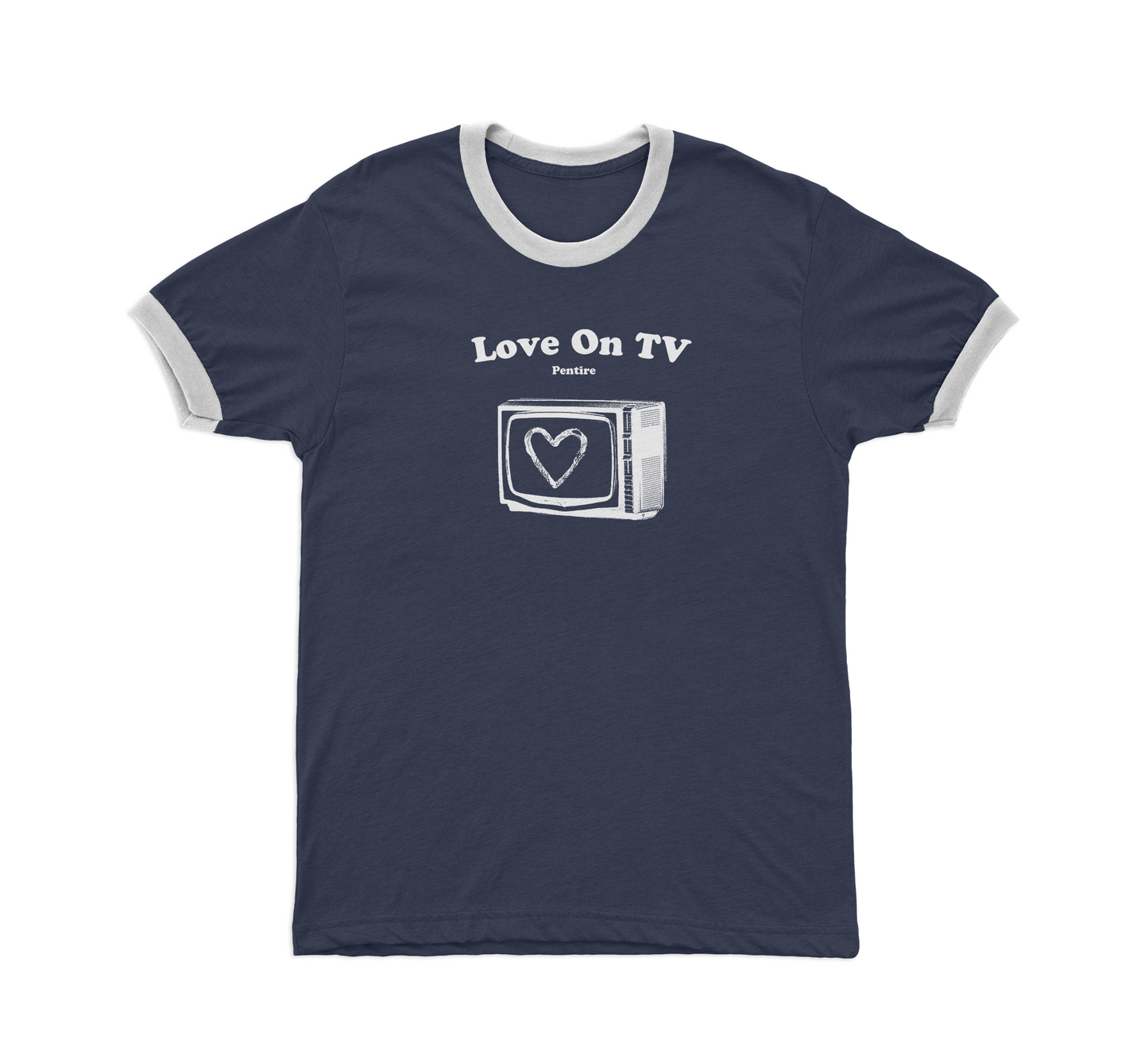 'Love On TV' Navy Ringer T Shirt (LIMITED SIZING)