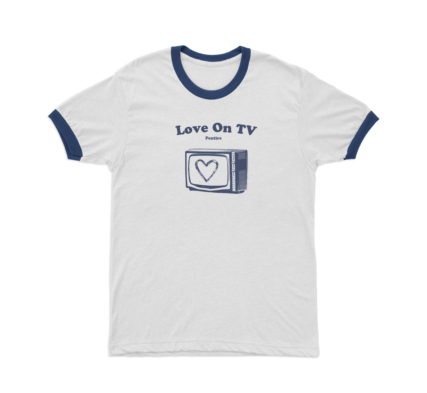 'Love On TV' White Ringer T Shirt (LIMITED SIZING)