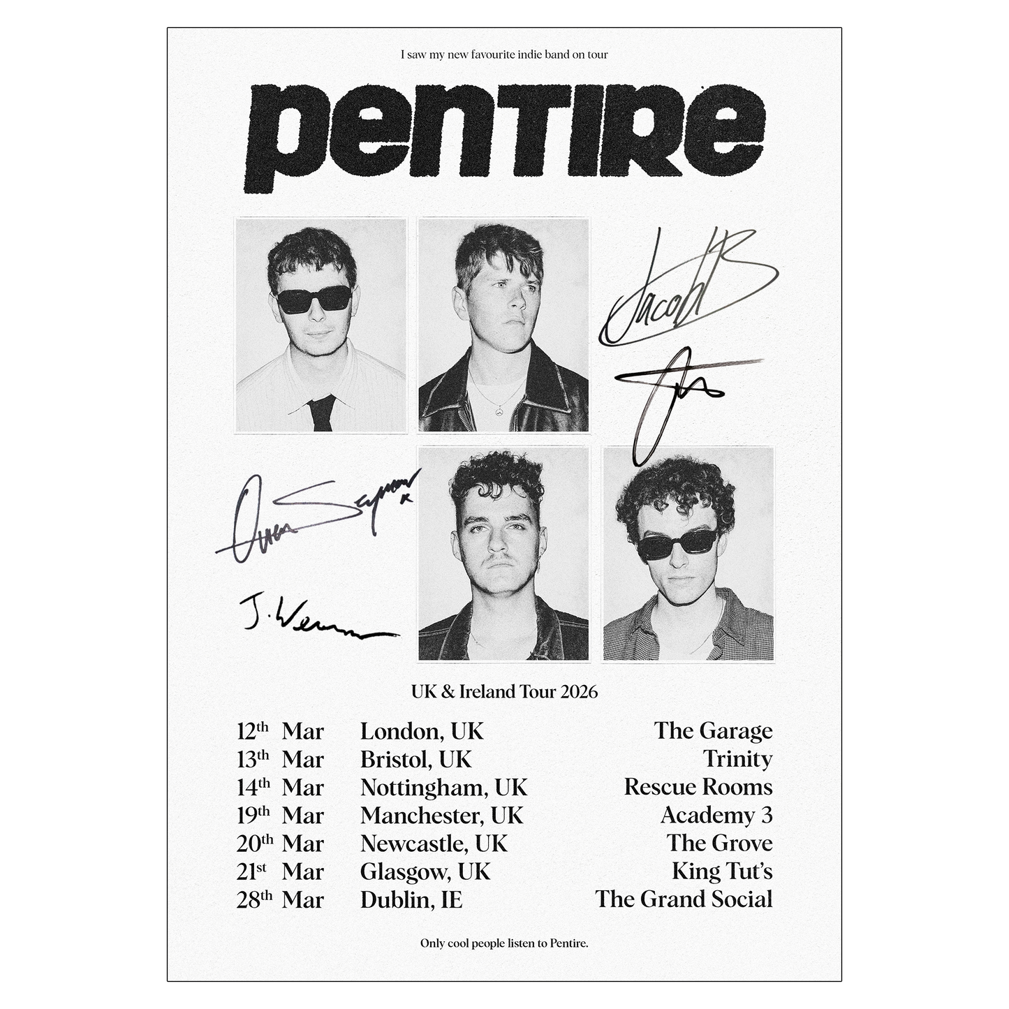 Signed Pentire UK/Ire 2026 Tour Poster